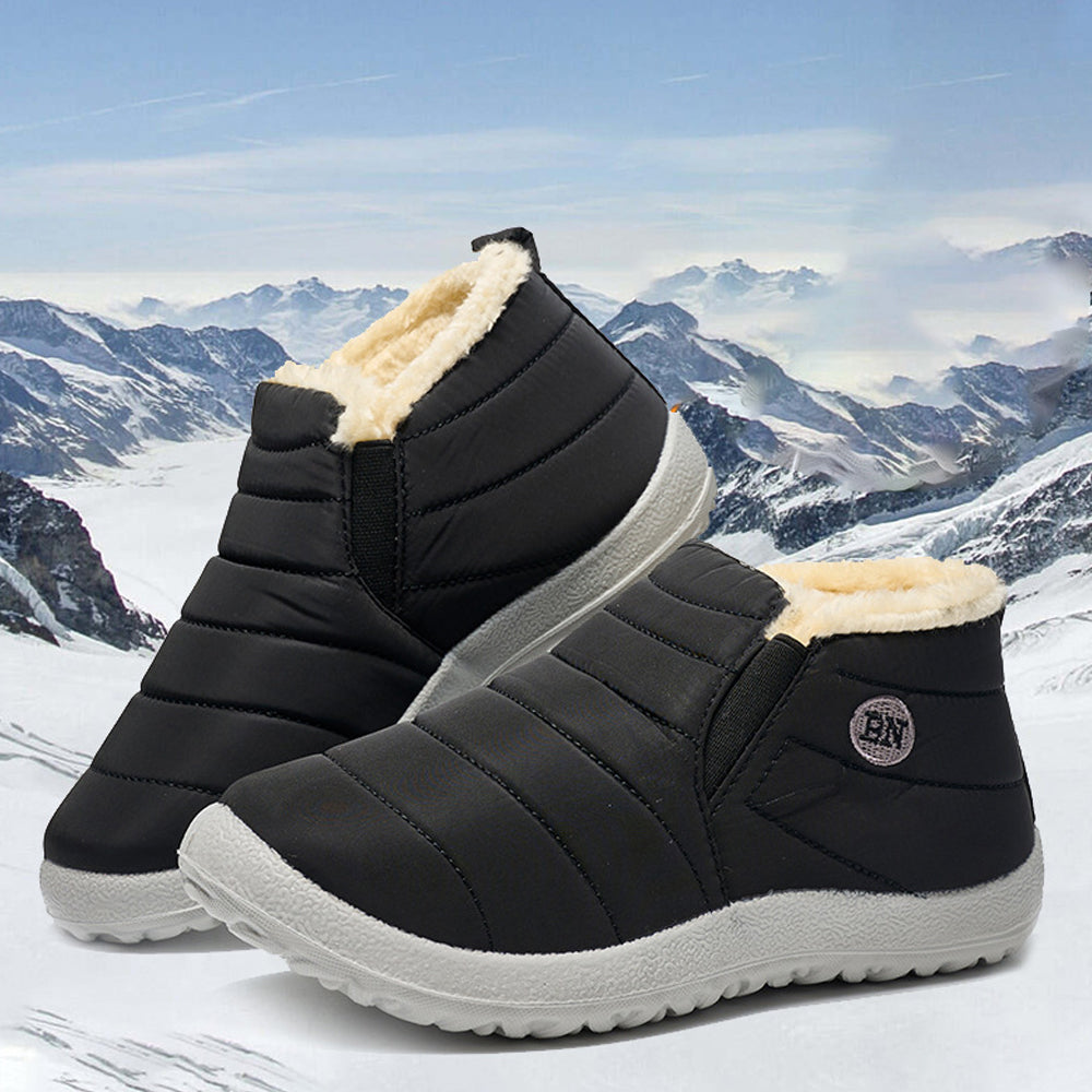 Women Water Resistant Warm Slip-On Shoes with Non-Slip Sole-Black