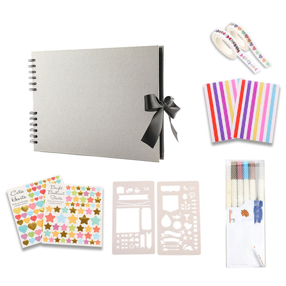 29x21.5CM DIY Photo Album 80 Pages Black Scrapbook Set