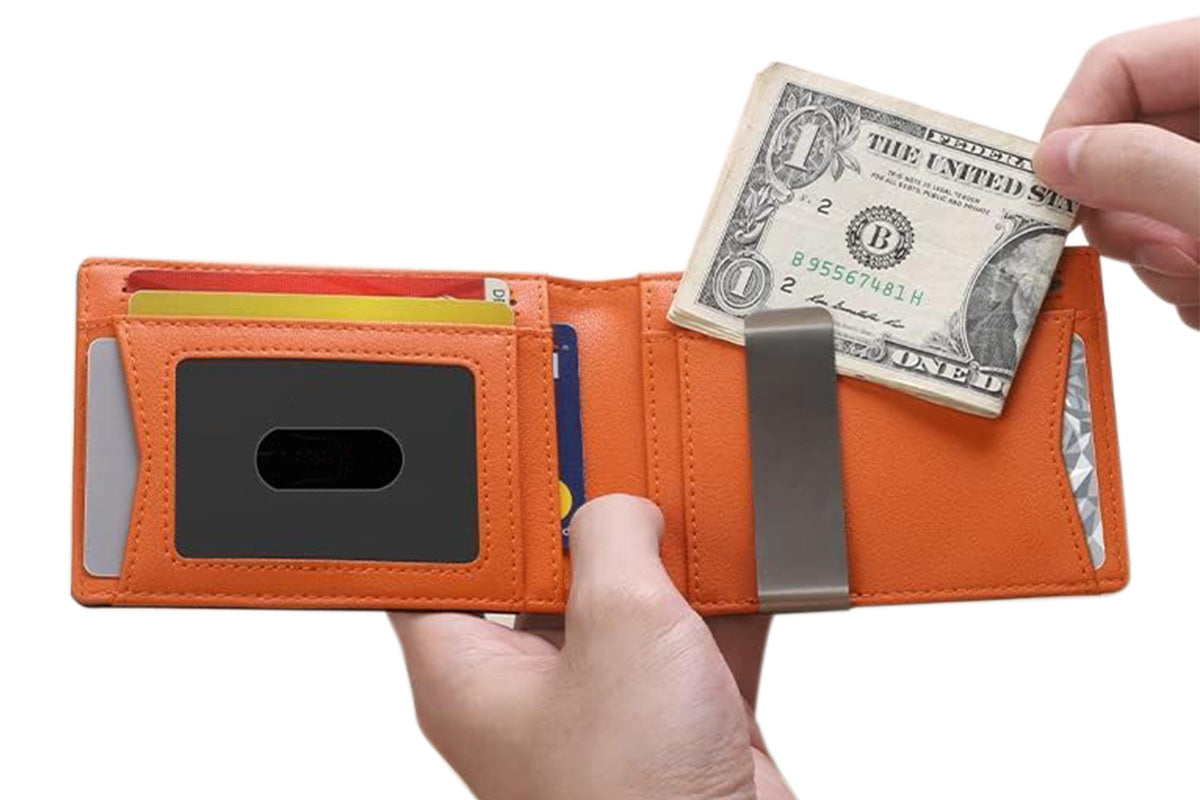 Mens Slim Wallet Leather Money Clip RFID Blocking Front Pocket Bifold Thin Card Holder
