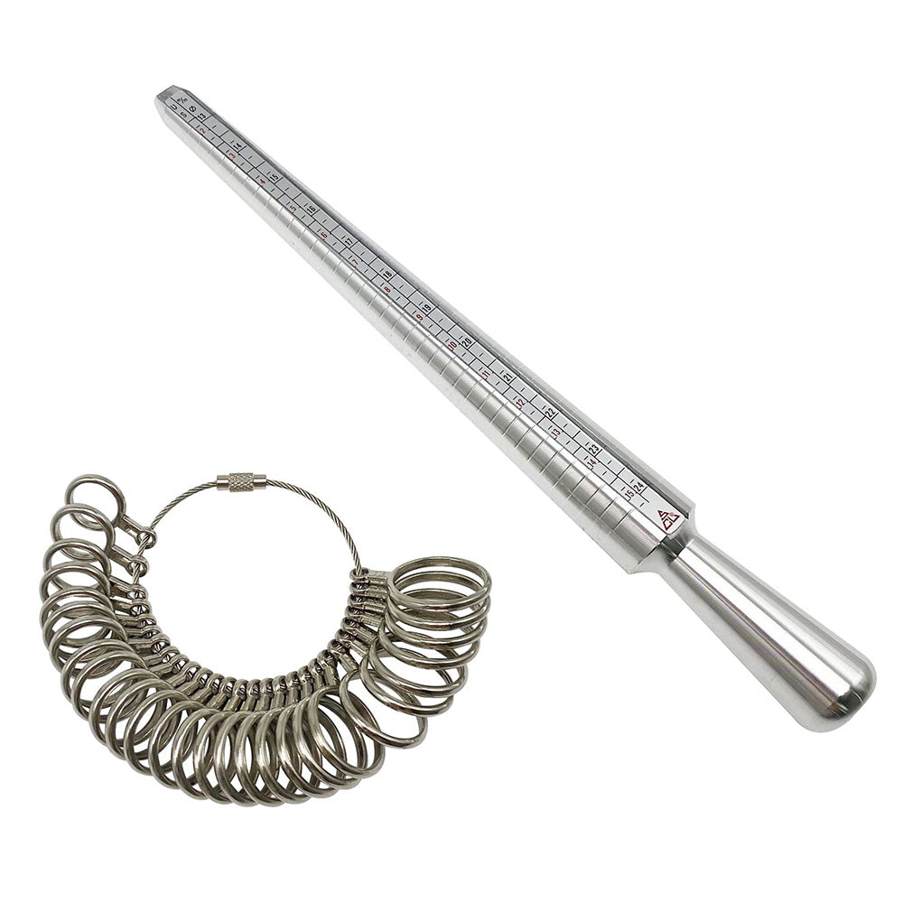 Metal Ring Sizer Gauge Mandrel Finger Sizing Measure Stick Standard Tool