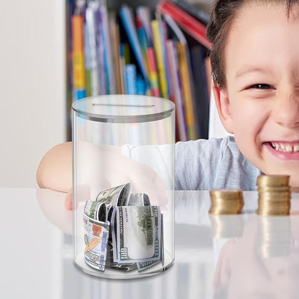 Acrylic Rounded Money Saving Jar Openable Savings Bank