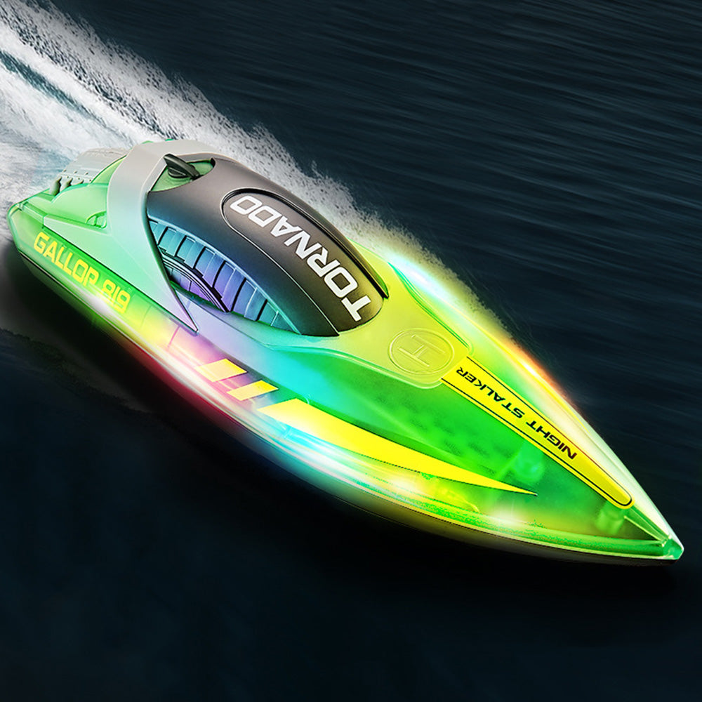 Rechargeable Water-resistant Remote Control Boat with Color LED Lights for Pool Lake
