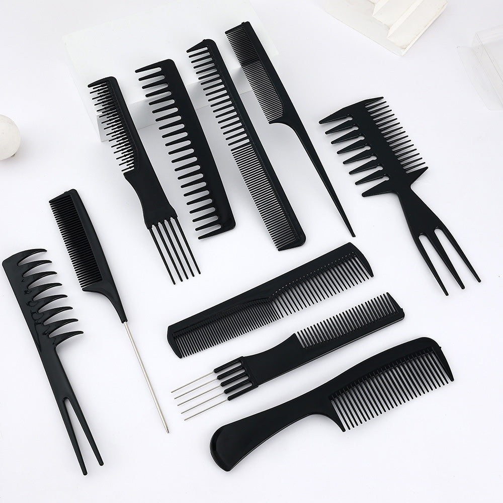 10Pcs Hair Brush Set with PVC Storage Box for Barbershop Salon and Home Use
