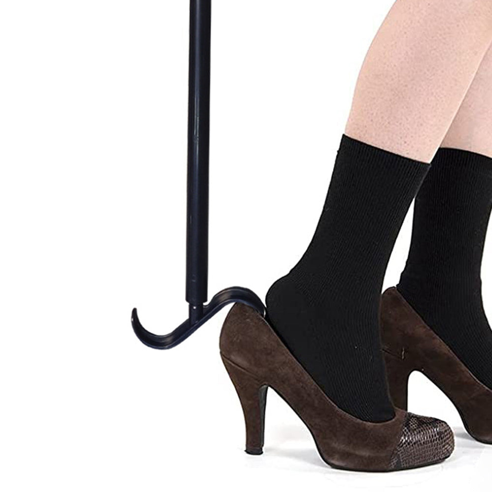 Long Handle Shoe Horn Adjustable Dressing Aid with S-Hook for Seniors