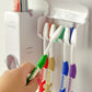 Toothpaste Dispenser and 5 Toothbrush Holder Set Wall Mount Stand