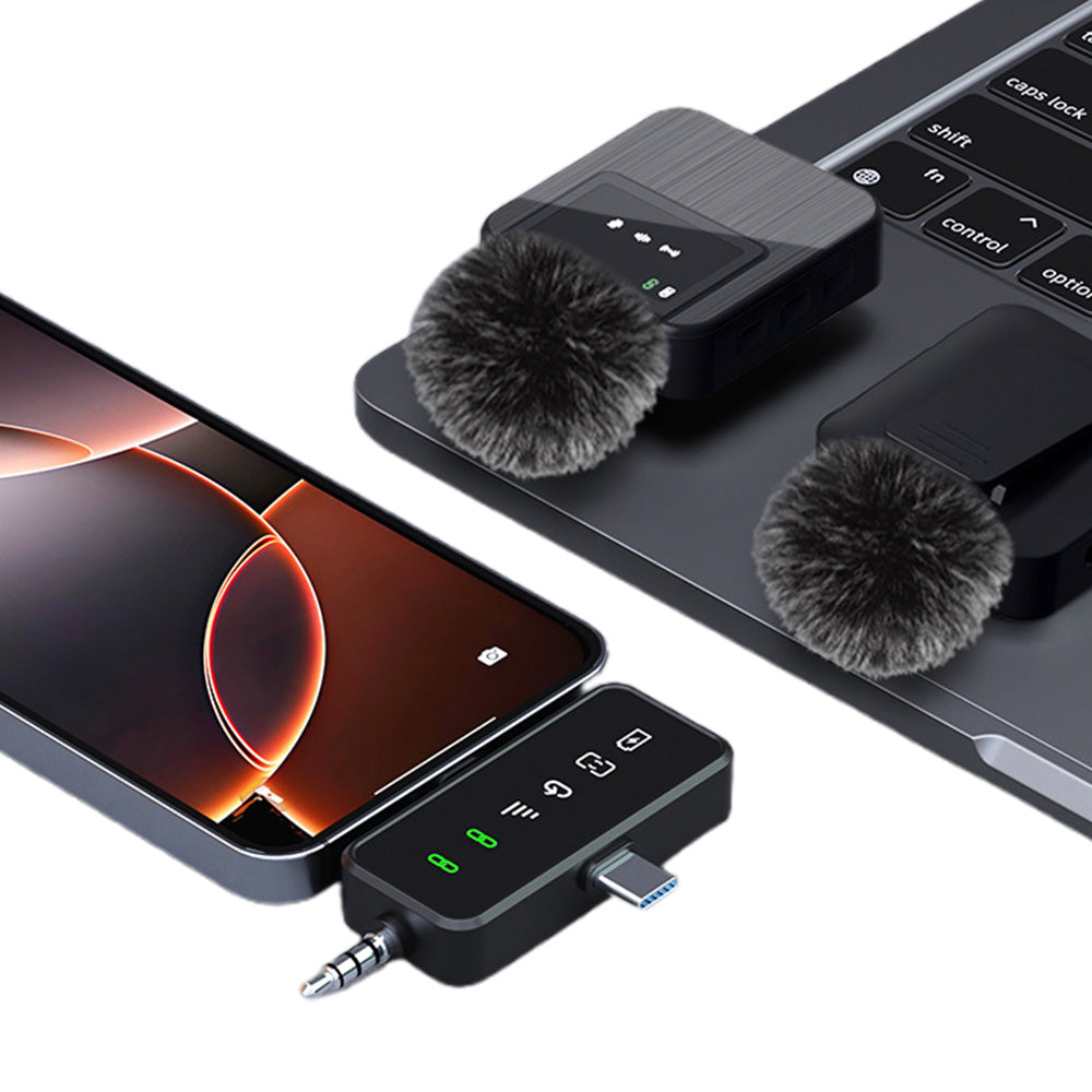 3-in-1 Mini Microphone for iPhone Android Camera Wireless Lavalier Microphone