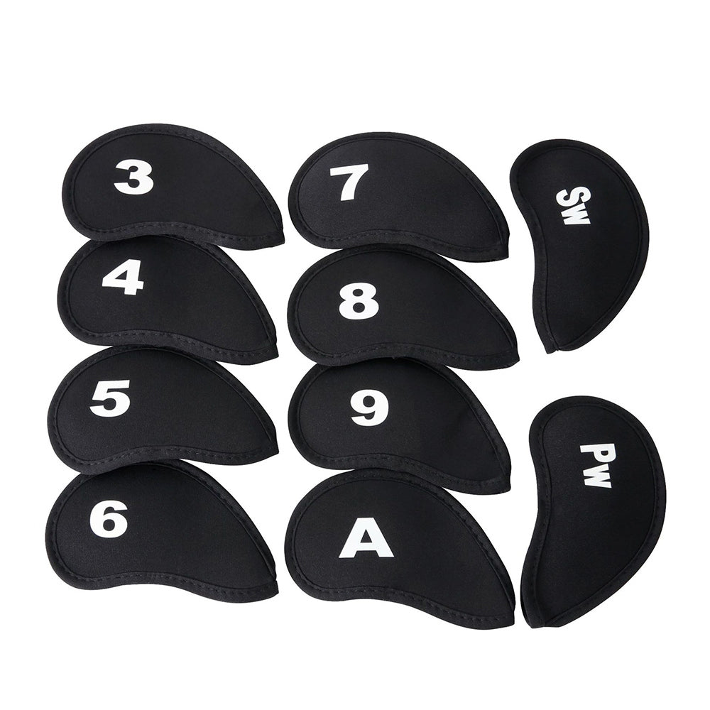 10Pcs Golf Club Iron Head Covers Protector Set for 3-9 A SW PW Clubs