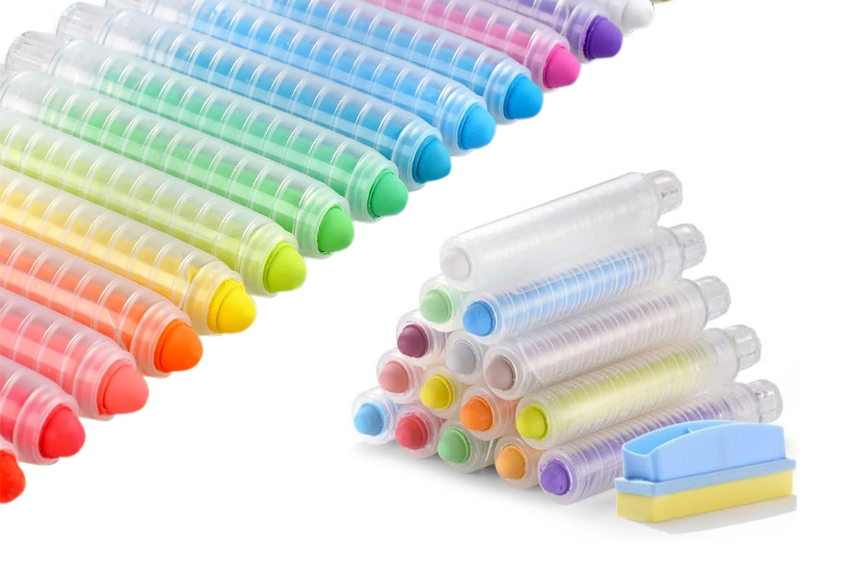 16Pcs Dustless Chalk Set With Eraser Washable Chalk Non Toxic for Doodling Drawing