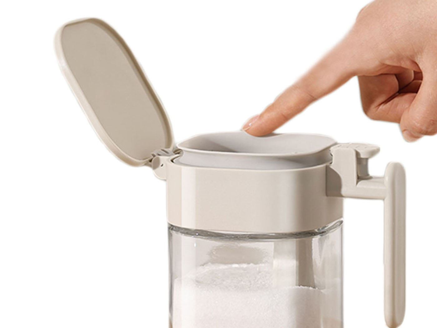 Glass Salt Container with Lid Spoon Condiment Jar Spice Container Seasoning Box