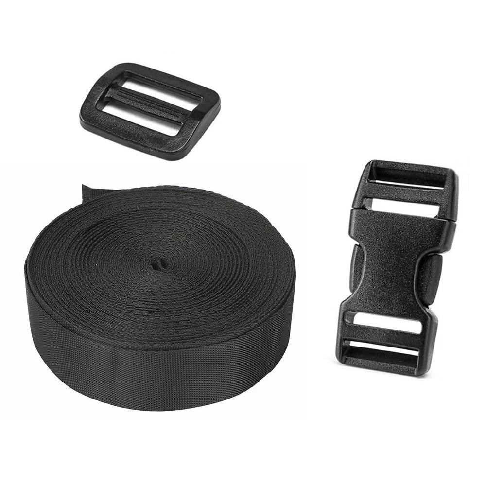 Buckle and Strap Kit Nylon Strap with Triglide Clips for Backpack Dog Collar