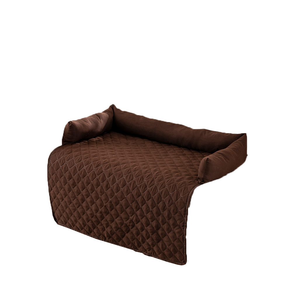 Plaid Water-resistant Sofa Pet Blanket Mat with Pillow