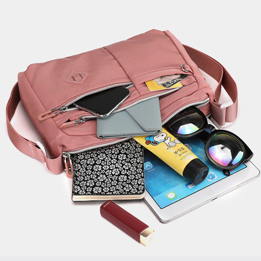 Multi-Pocket Splash-Proof Nylon Crossbody Shoulder Bag