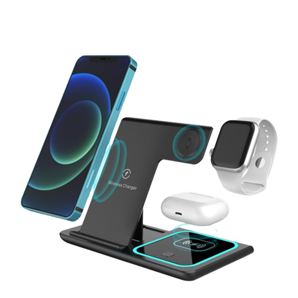3-in-1 15W Wireless Fast Charging Station for iPhone/Apple Watch/AirPods