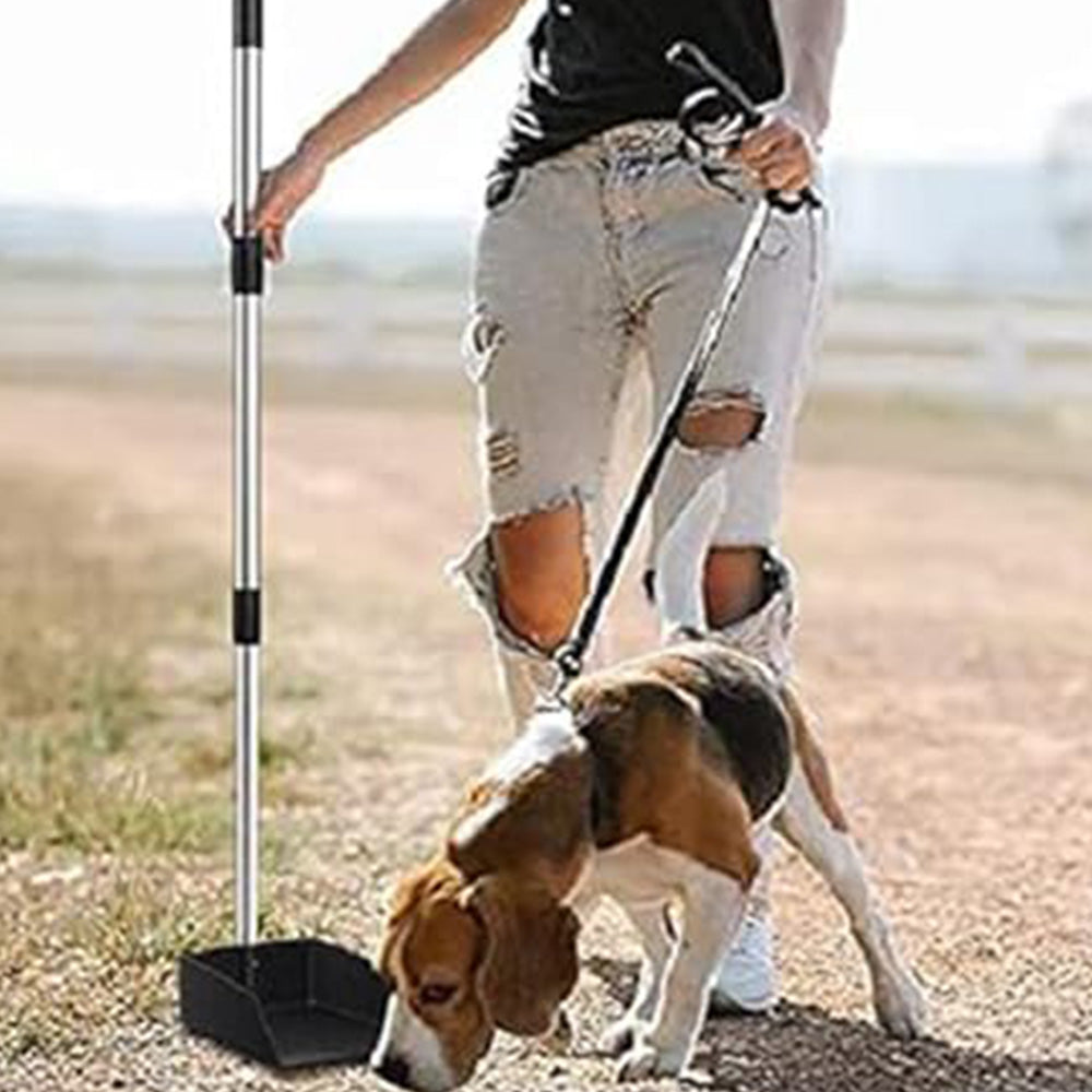 Dog Pooper Scooper Long Handle Stainless Steel Tray Rake Set