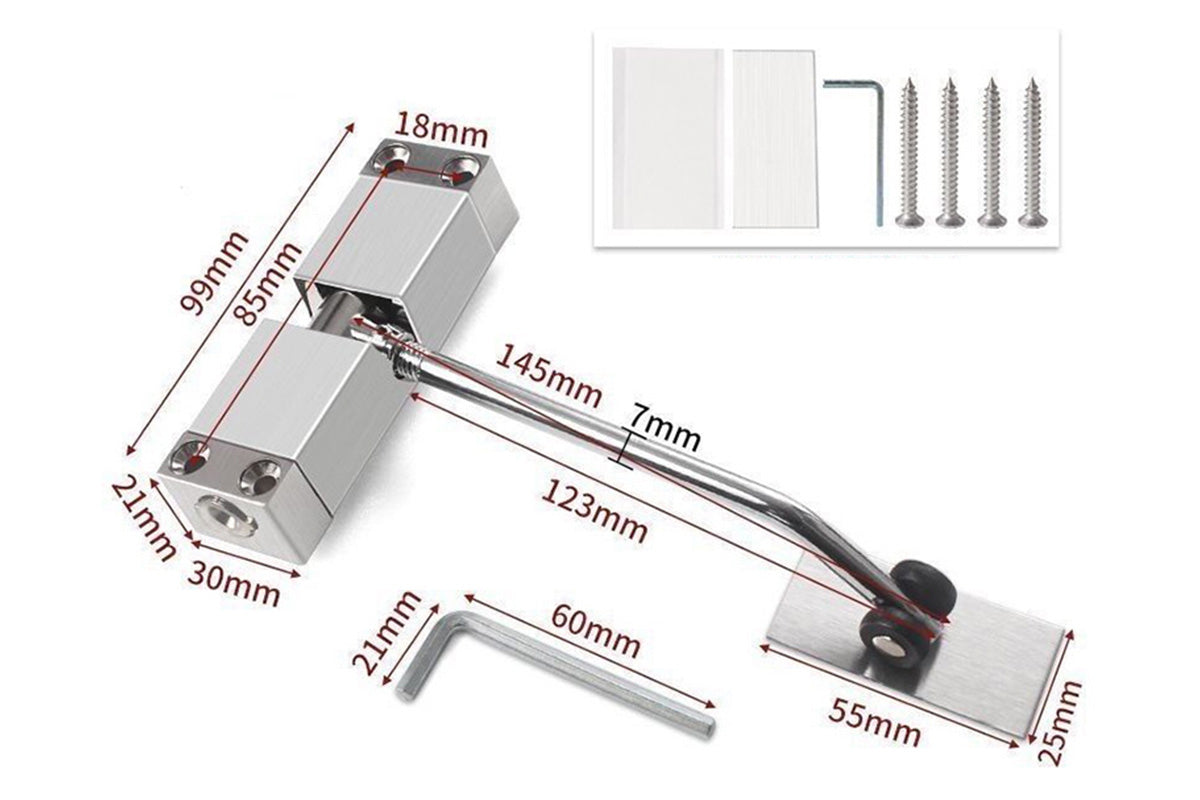Aluminum Alloy Automatic Door Closer with Adjustable Closing Angle