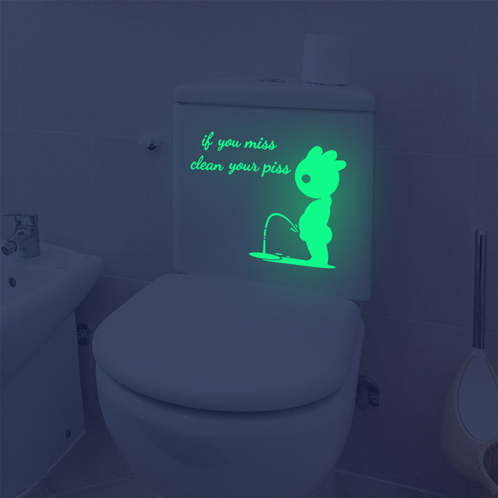 Luminous Villain Toilet Stickers Glow in The Dark Bathroom Wall Art Sign Decor