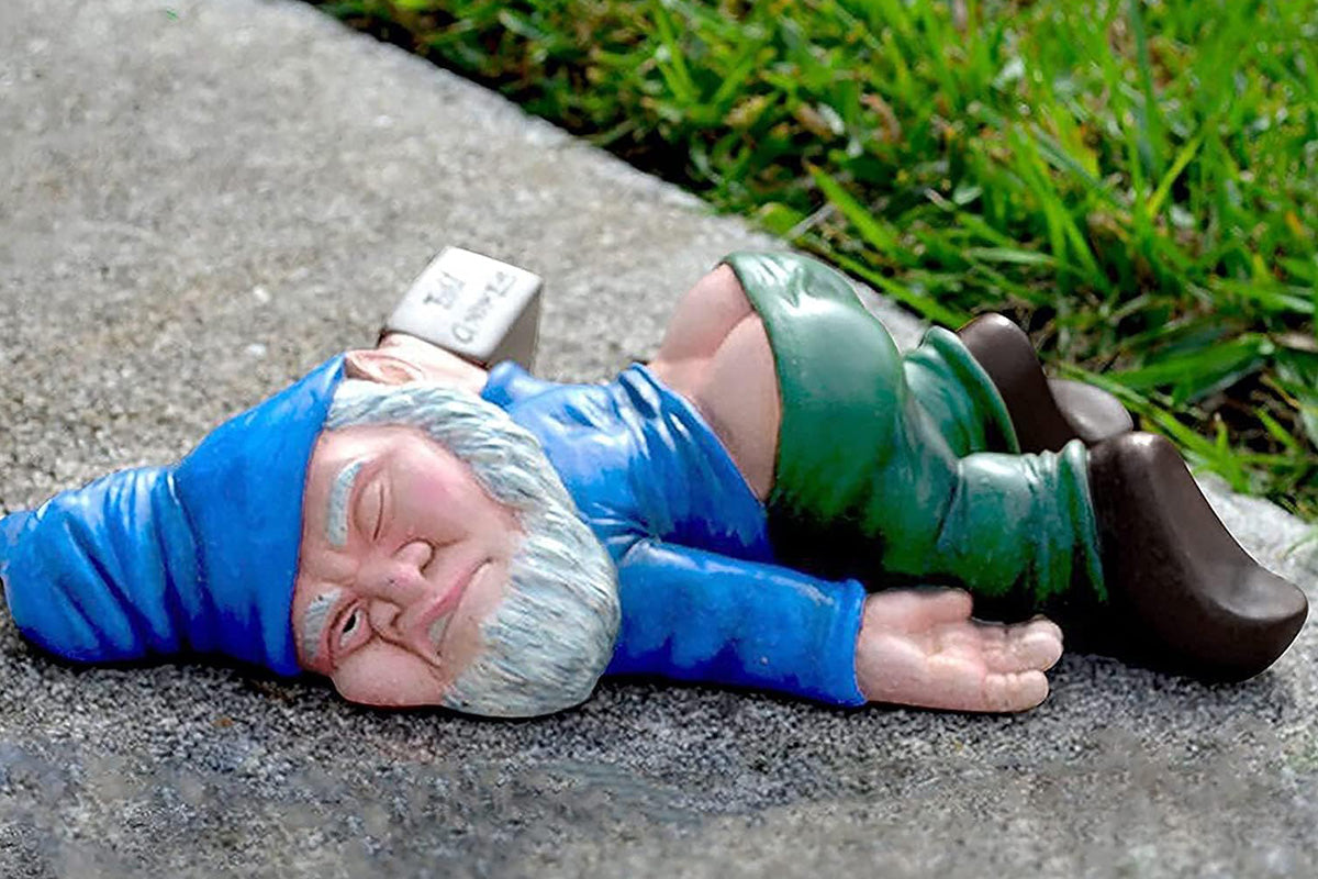 Funny Drunk Garden Gnome Patio Ornament Rude Passed Out Statue for Yard Decor