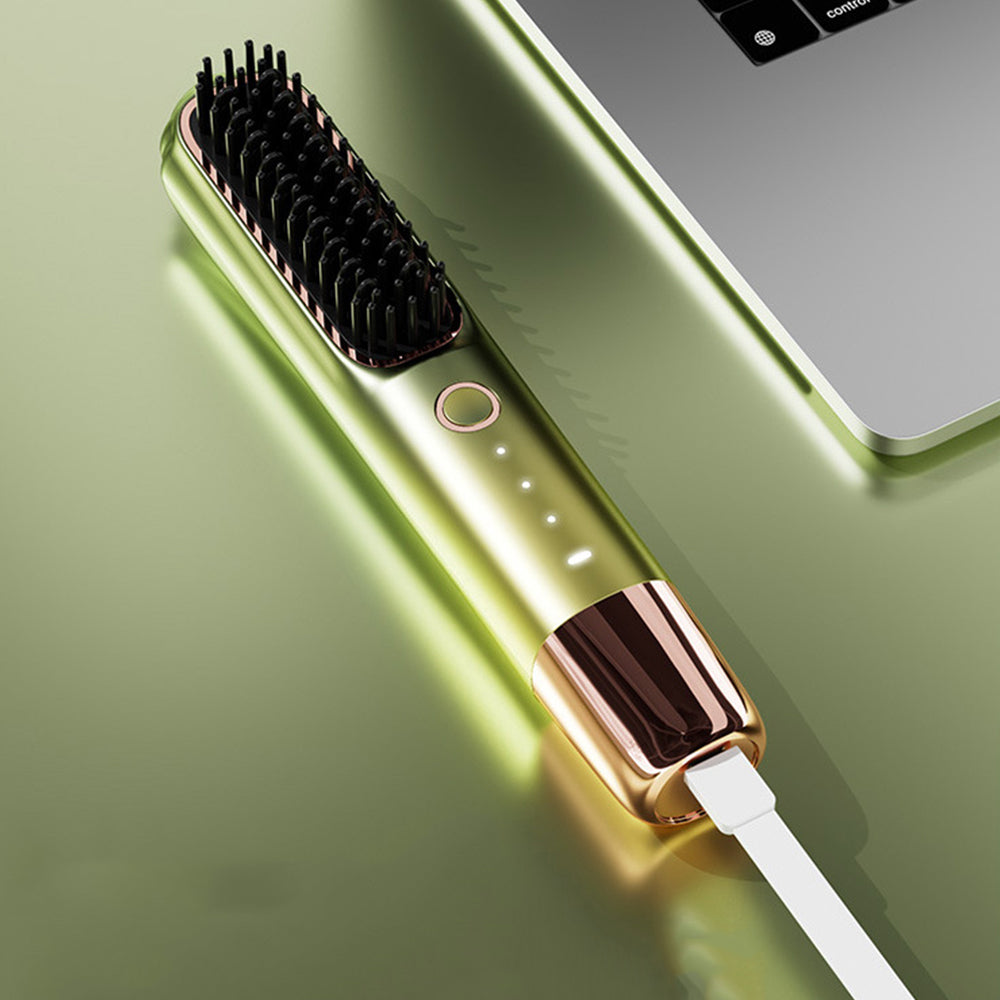 Rechargeable 2-in-1 Cordless Hair Straightener Brush and Curler