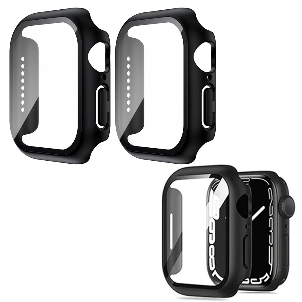 2Pcs Screen Protector Case for Apple Watch Series 10 42mm 46mm-Black