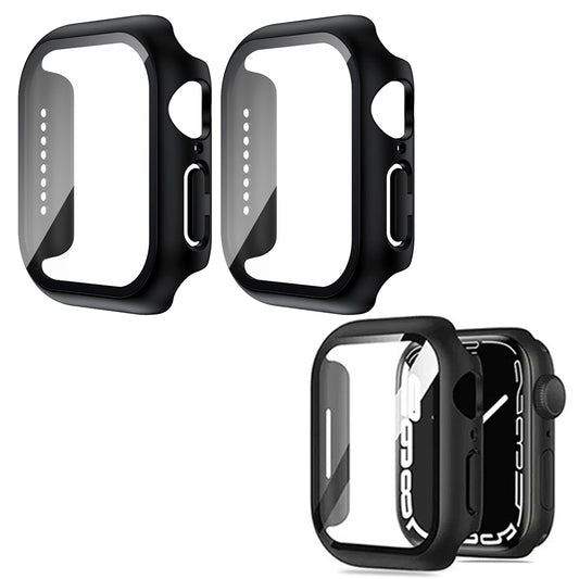 2Pcs Screen Protector Case for Apple Watch Series 10 42mm 46mm-Black