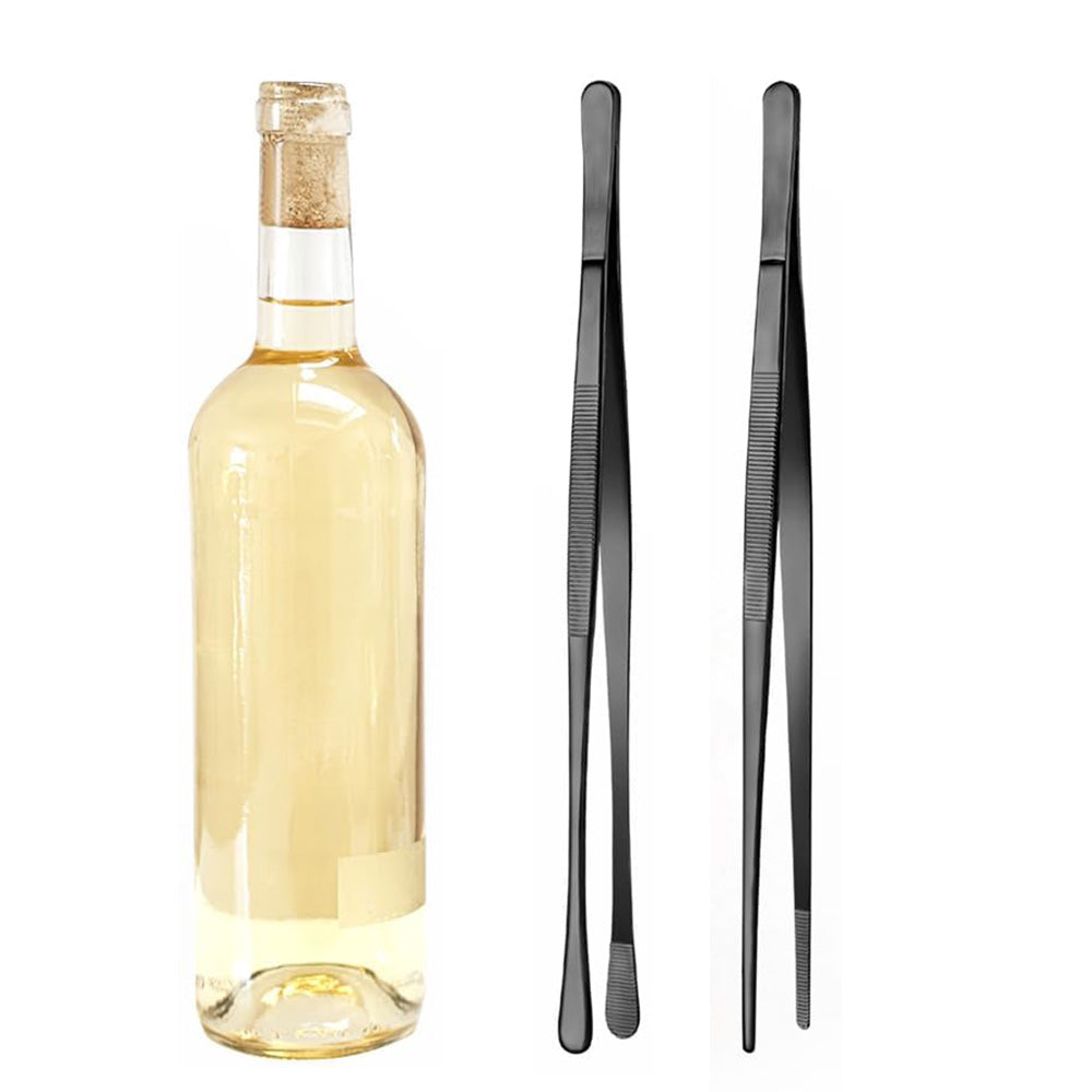 2 Pack 30cm BBQ Tongs Stainless Steel Round and Straight Head for Grilling Cooking