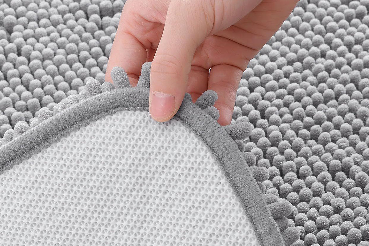 Chenille Bath Mat Soft Absorbent Non-Slip Washable Bathroom Rug