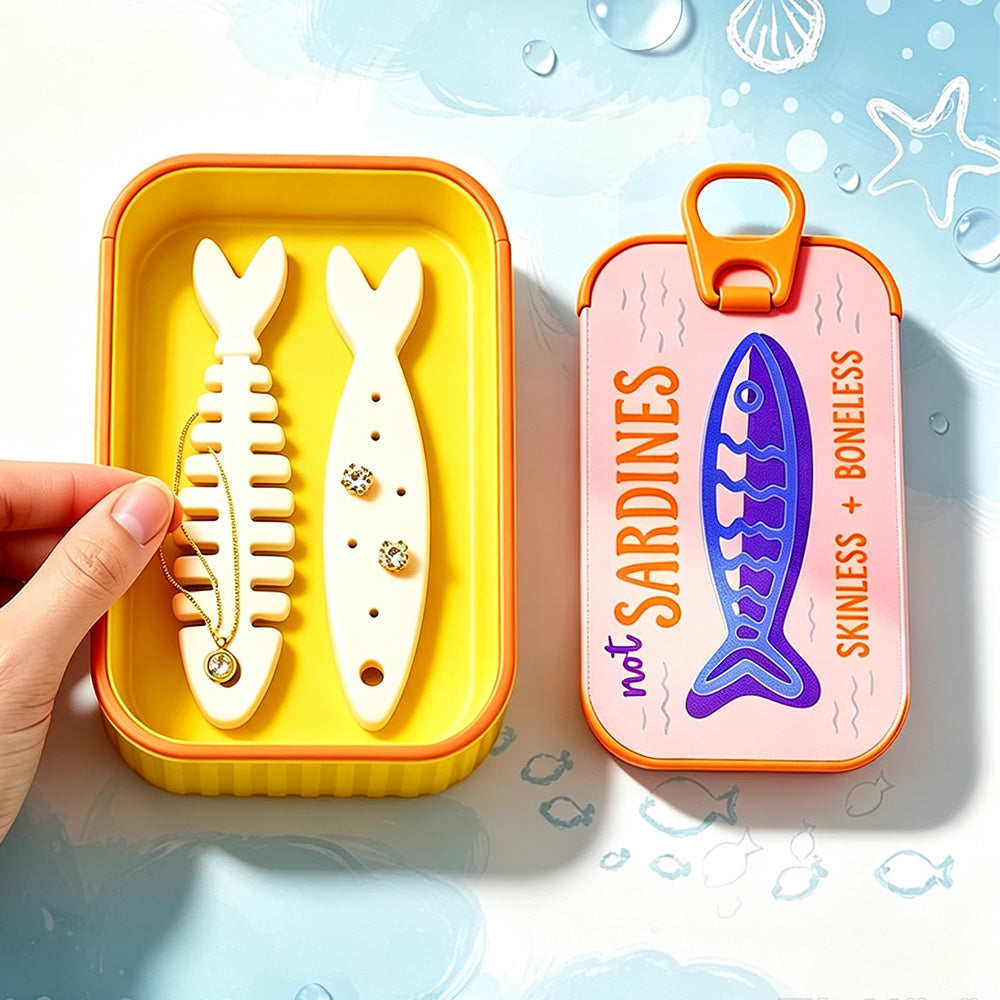 Small 3D Printed Sardine Shape Necklace and Earring Storage Box