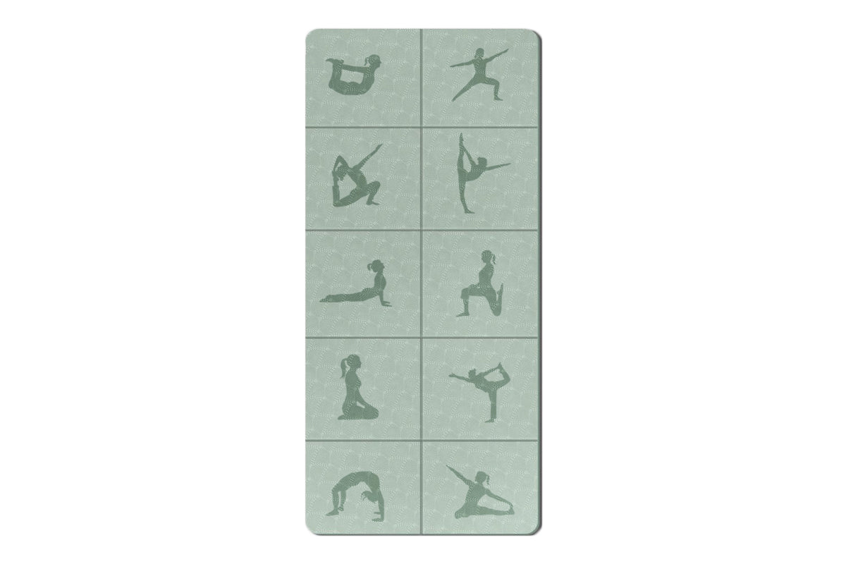 Printed Yoga Poses Yoga Mat with Storage Bag Portable Exercise Foldable Workout Mat
