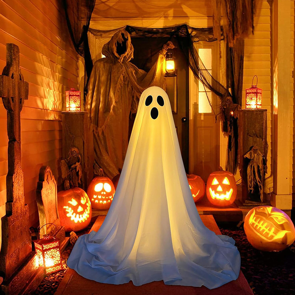 2Pcs Halloween Decoration Spooky Ghost Ornament with String Light