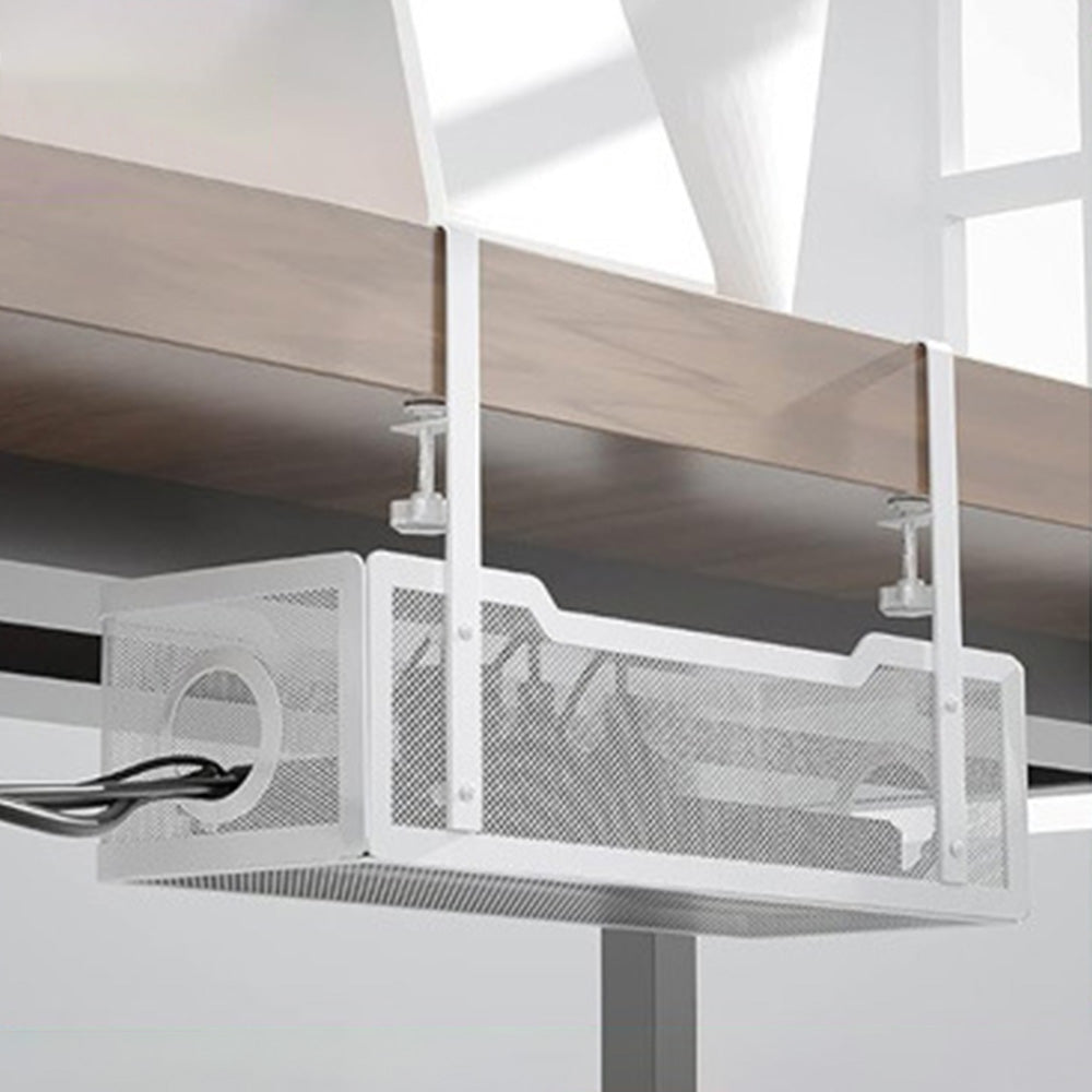 Iron Mesh Under Desk Cable Management Tray No Drill With Clamp Mount