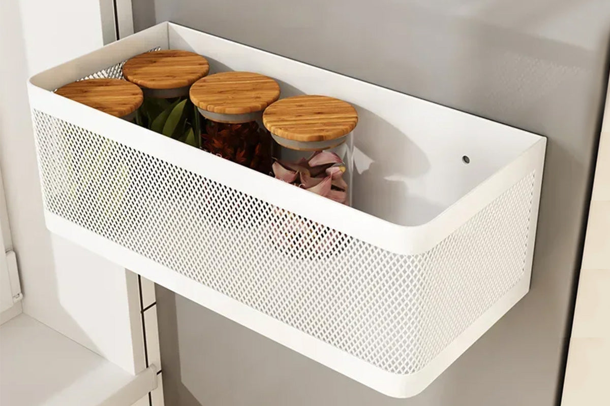 No-Drill Wall-Mounted Metal Storage Rack for Kitchen & Bathroom Garlic Ginger Green Onion Organizer