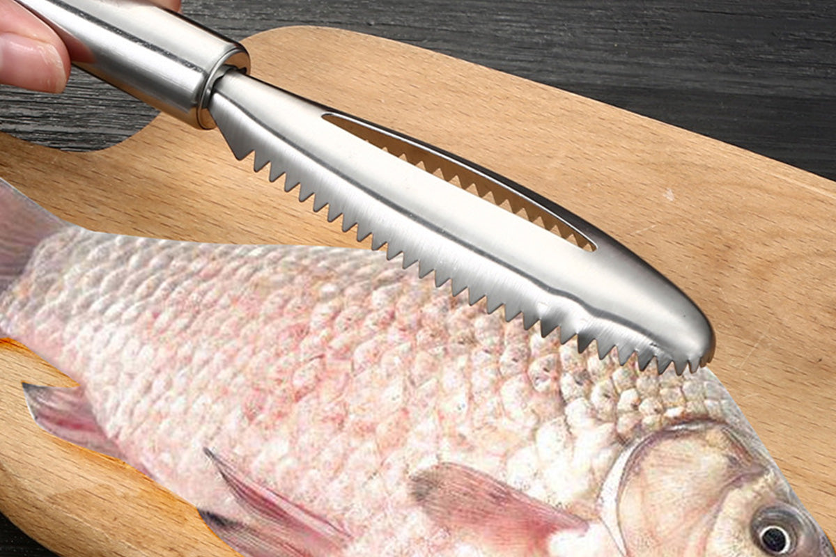 2Pcs Stainless Steel Fish Scaler Brush Scale Scraper Skin Remover Kitchen Seafood Clean Tool