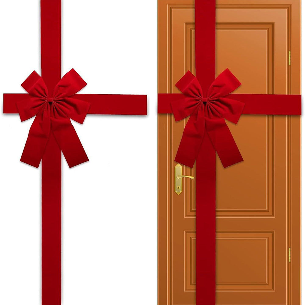 Red Velvet Style Christmas Door Bow with 420x200cm Polyester Straps
