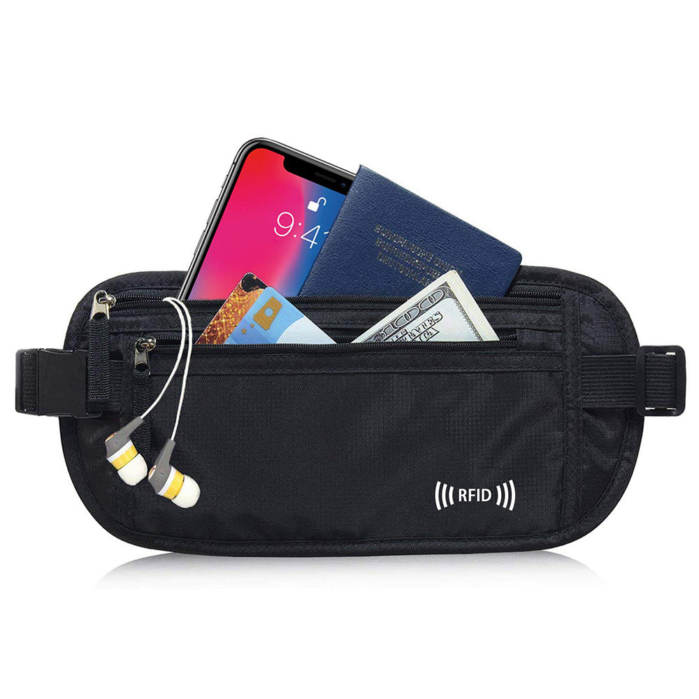 Secure RFID Blocking Money Belt Anti Theft Hidden Fanny Pack Water Repellent Travel Pouch