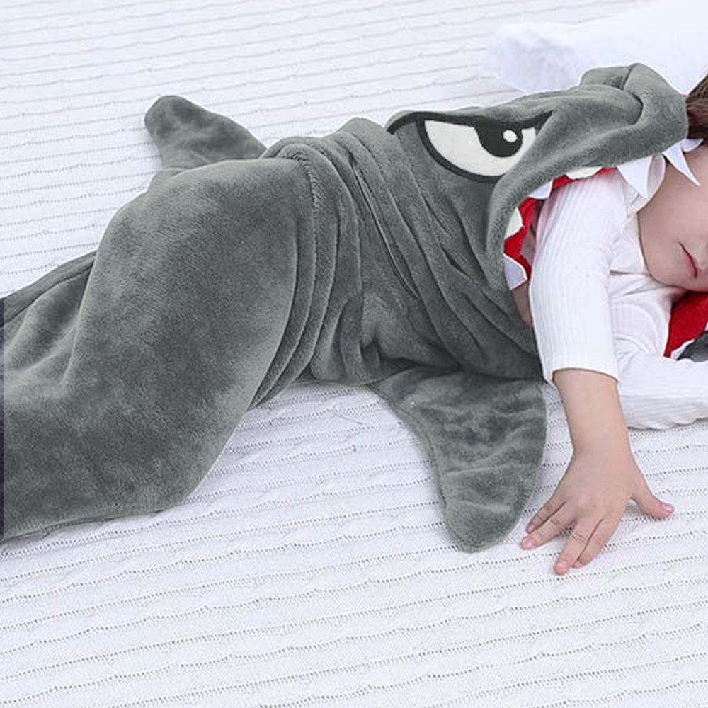 Shark Sleeping Bag Double Layer Plush Animal Blanket Pajamas Hoodie