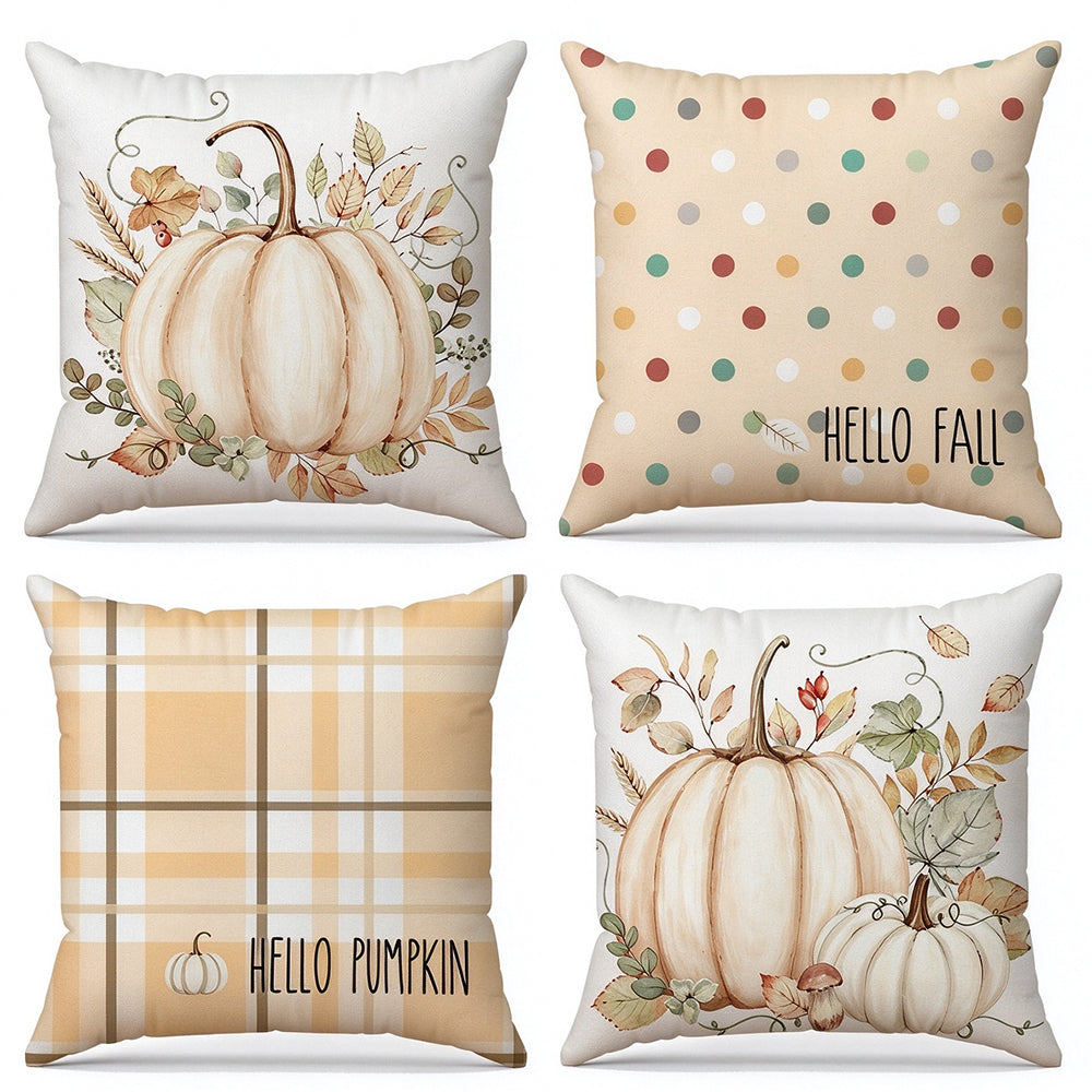 4 Pack Pumpkin Pillow Covers for Halloween Home Decor