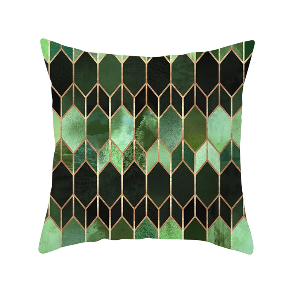 Set of 4 Geometric Green and Blue Square Cushion Covers Throw Pillow Cases for Home Decoration