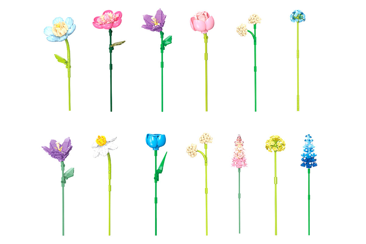 888PCS Botanical Collection Building Block Toy Flower Bouquet Building Set
