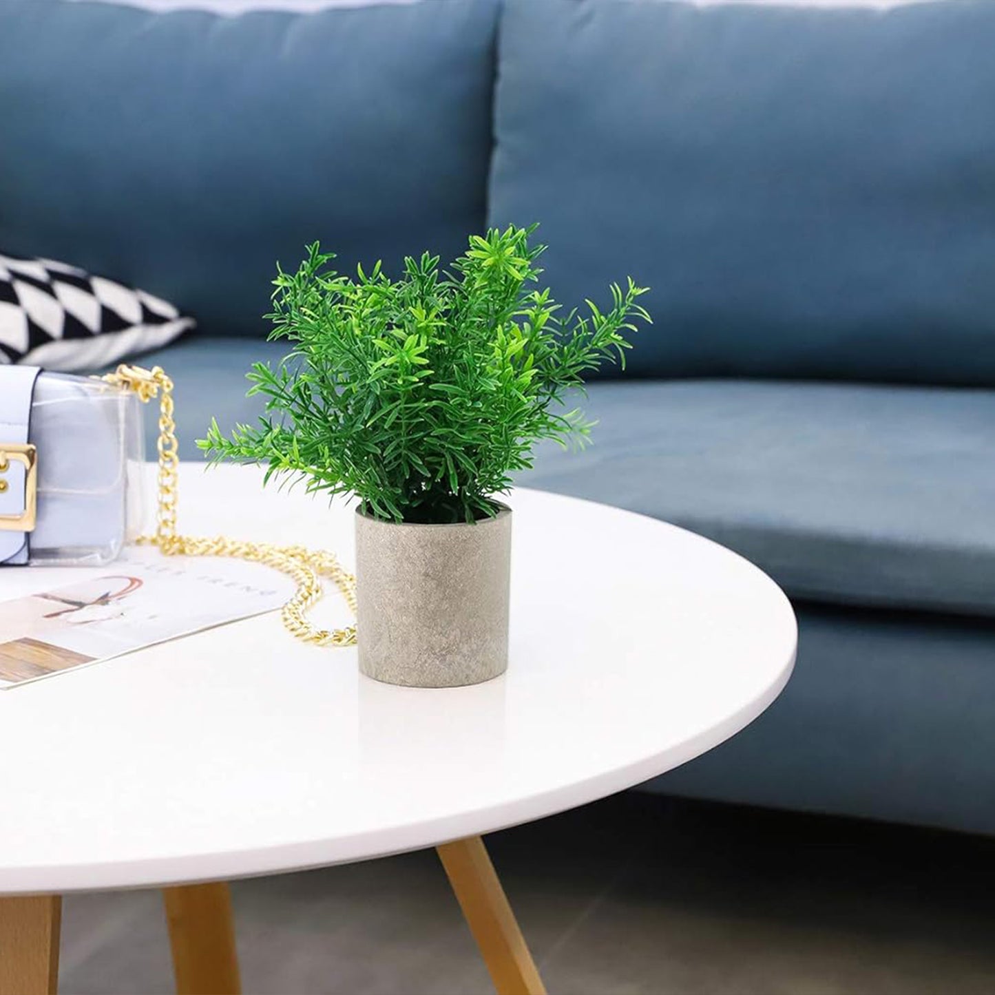 3Pcs Mini Potted Artificial Plastic Green Plants