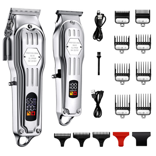 2Pcs LCD Display Cordless Hair Trimmers Set for Men