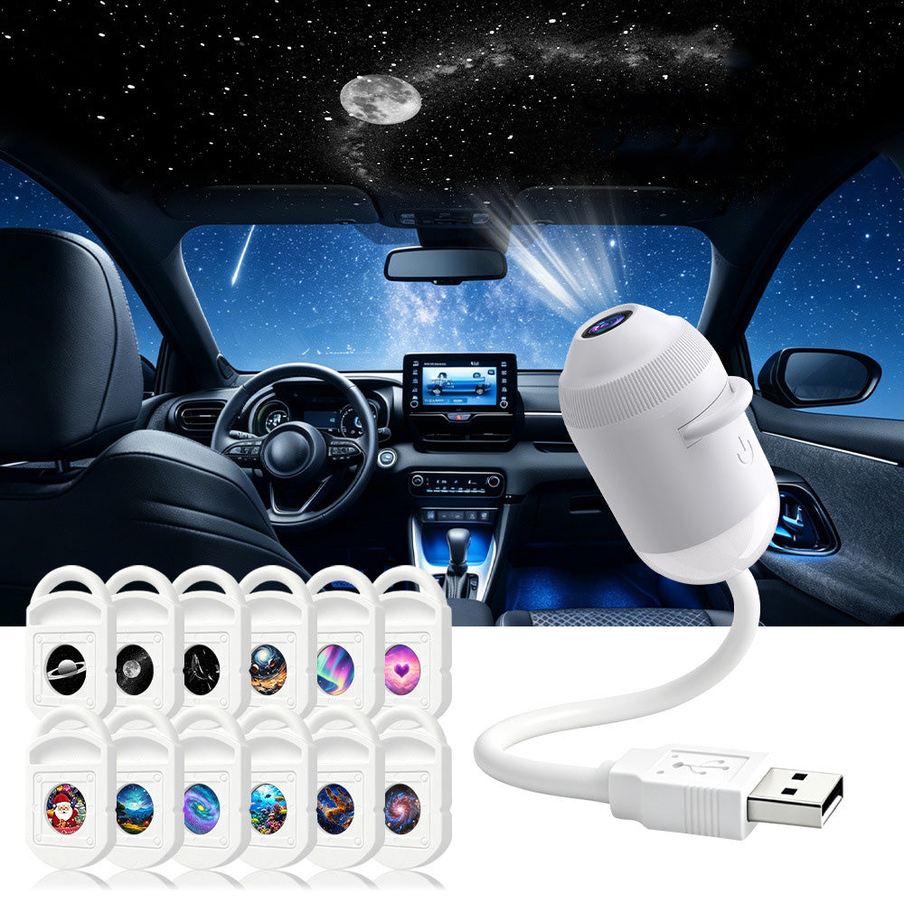 2 in 1 Galaxy Projector Starry Sky Night Light USB Projection Films Lamp