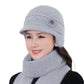 Winter Warm Earflap Hat Scarf Set for Elderly & Middle-Aged Ladies Women