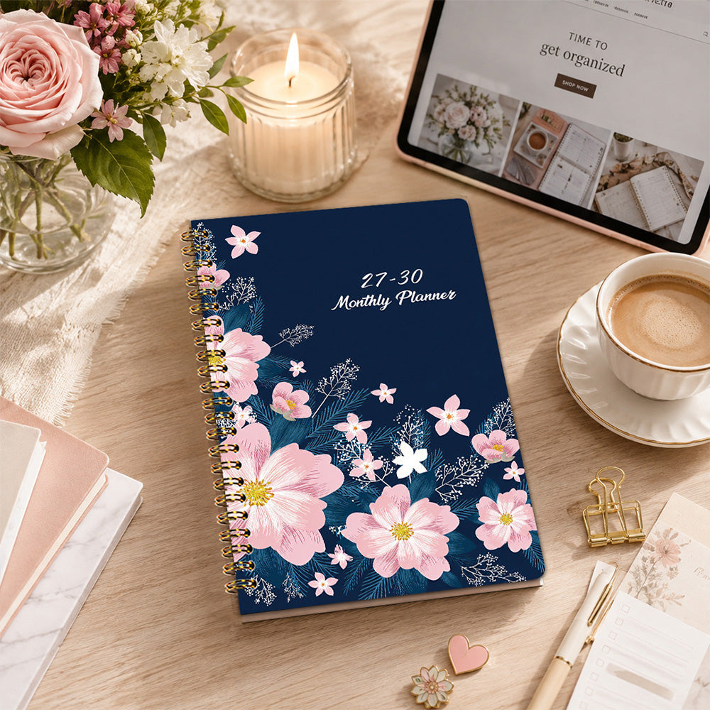 2027 to 2030 Four Year A5 Spiral Monthly Goal Planner Notebook