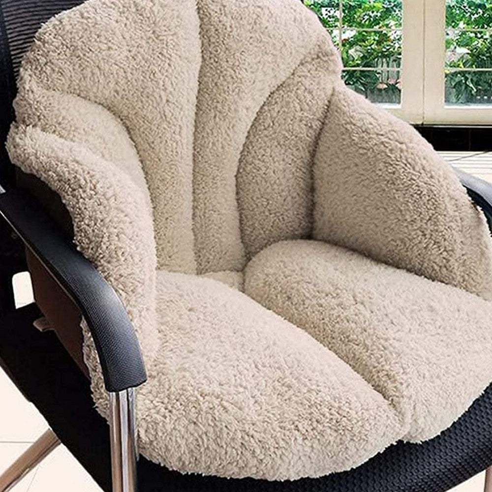Fleece Chair Seat Cushion Lumbar Back Support Cushion