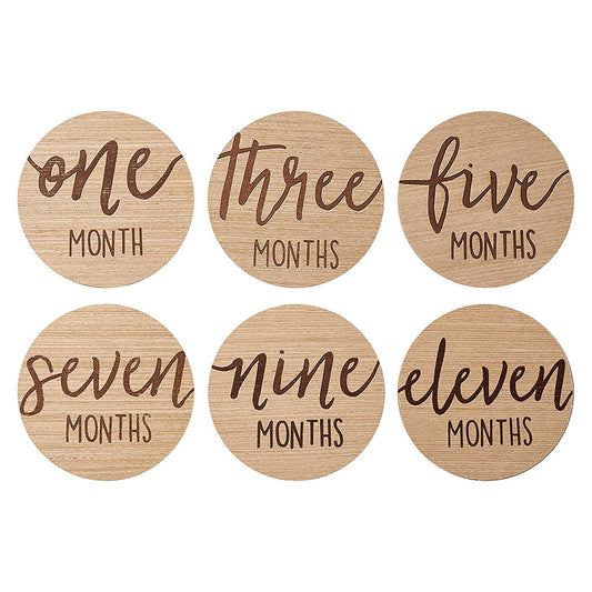 6Pcs 10CM Wooden Milestone Cards For Kids Announcement and Milestone
