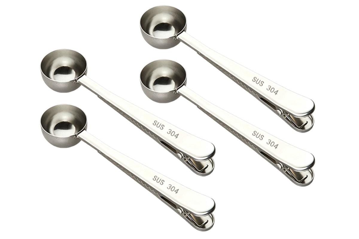 2-in-1 Coffee Scoop Bag Clip 304 Stainless Steel Spoon Bag Sealing Clip