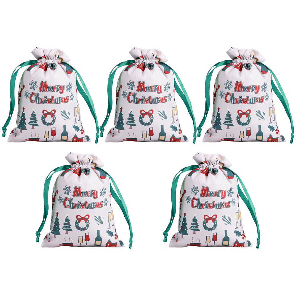 5Pcs 40x30CM Christmas Drawstring Bags Extra Large Christmas Sack Holiday Wrapping Sacks