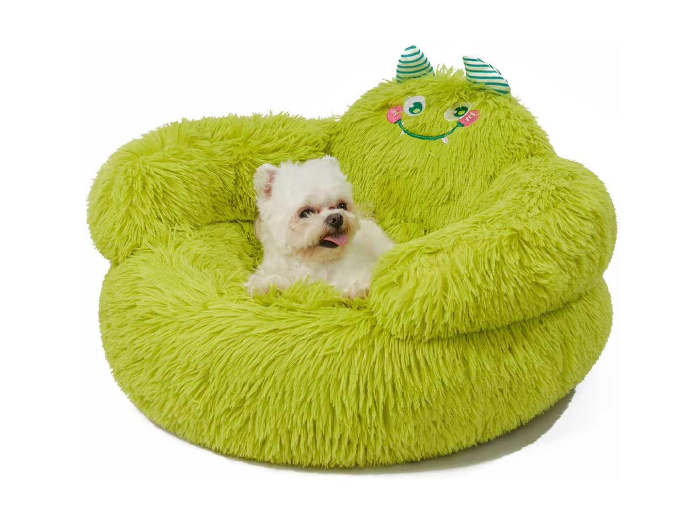 Green Monster Anti-Anxiety Plush Bed for Small Pets