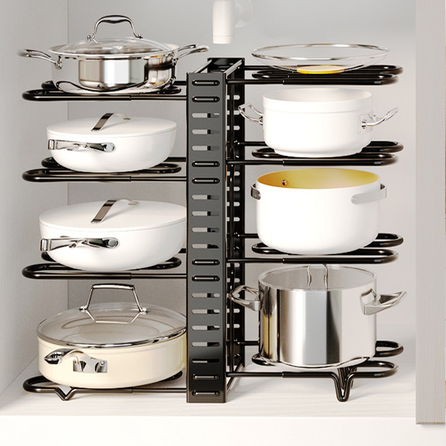 Adjustable 8 Tier Pan and Pot Lid Holder Rack