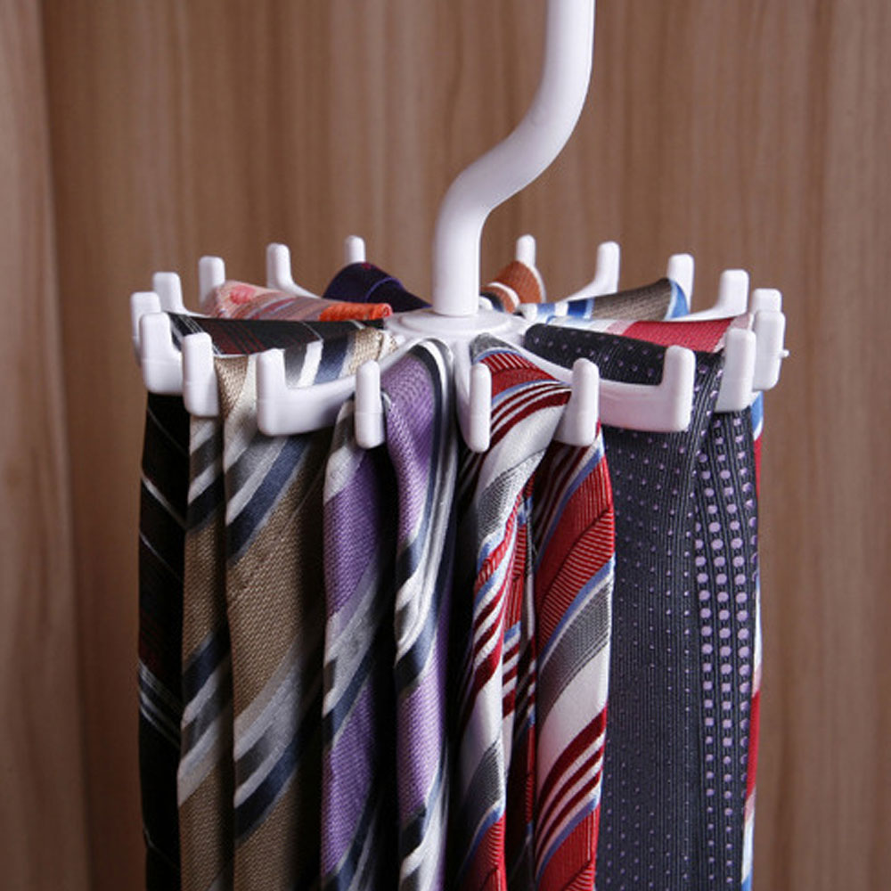 2Pcs 360-Degree Rotatable Hook Hanger Organizers Hanging Neck Tie Racks